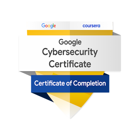 Verified Google Cybersecurity Professional Certificate badge issued by Credly.